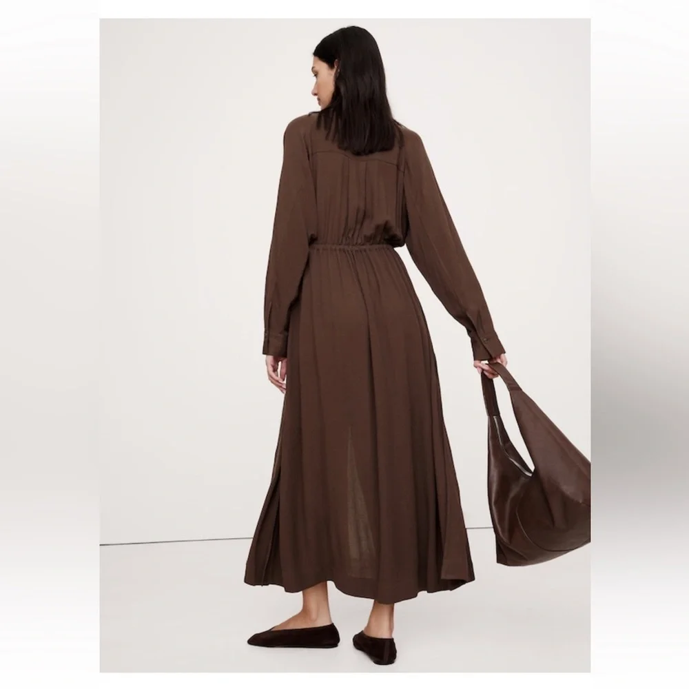 NWT Banana Republic Long Sleeve “Gauze Shirt Dress” (#743525), Espresso, Small - Picture 12 of 12